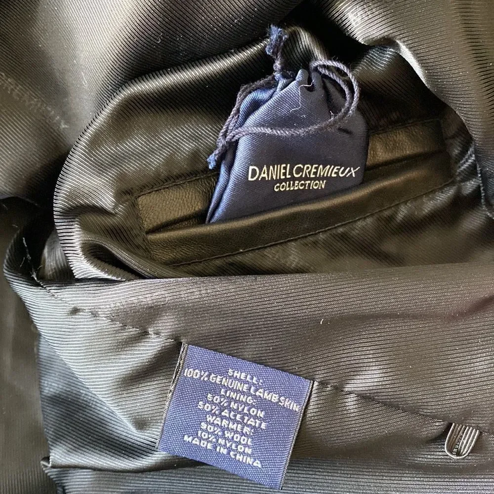 Daniel Cremieux Men’s Black Genuine Lamb Skin Leather Jacket Wool Lining Size L